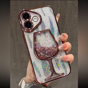 Glitter Wine Glass I-Phone 16 Pro Max Case